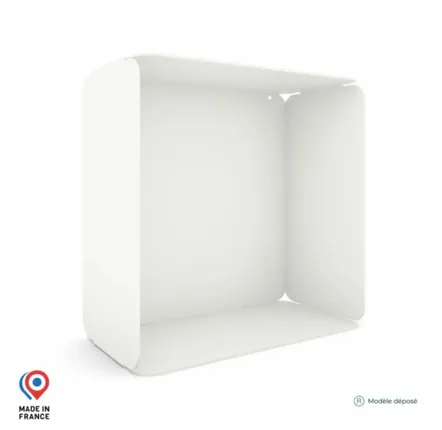 Shelves - CUBE WALL SHELF IN STEEL WITH AMETHYST BOTTOM - DECO-GEM