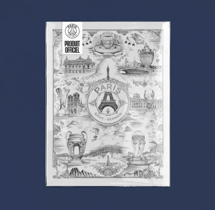 Services - PSG poster - Parisian allegory on a white background by Octave Marsal - ONEART ÉDITIONS