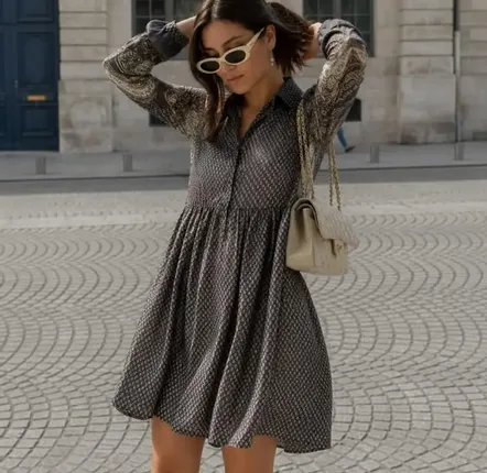 Prêt-à-porter - Robe courte fabriquée à la main en tissu sari recyclé - I WAS A SARI