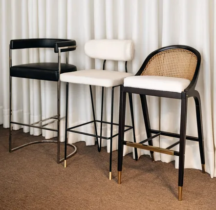 Sièges pour collectivités - Tabouret de comptoir Wormley Assise tissu COM, Structure bois, cannage - DUISTT