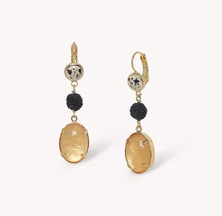 Jewelry - French hook earrings with oval pendant - Kinshasa - NATURE BIJOUX