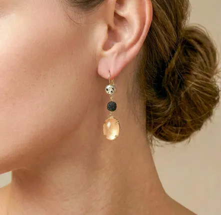 Jewelry - French hook earrings with oval pendant - Kinshasa - NATURE BIJOUX