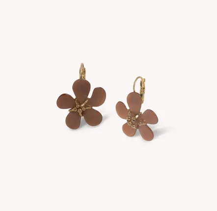 Jewelry - Brown lip flower french hook earrings - Belle De Nuit - NATURE BIJOUX