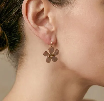Jewelry - Brown lip flower french hook earrings - Belle De Nuit - NATURE BIJOUX
