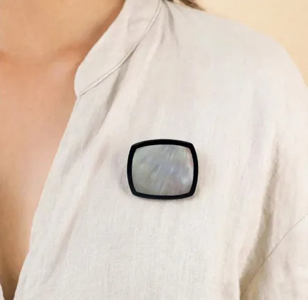 Jewelry - White MOP rectangular brooch - Calypso - NATURE BIJOUX