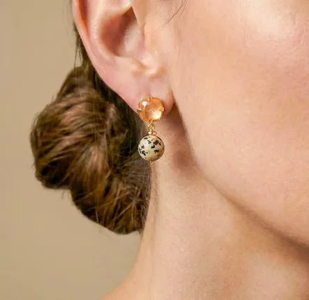 Jewelry - Small post earrings with jasper dangle - Kinshasa - NATURE BIJOUX