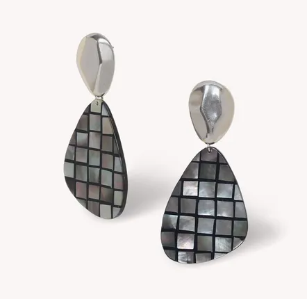 Jewelry - Silvered post earrings with dangle - Rivoli - NATURE BIJOUX