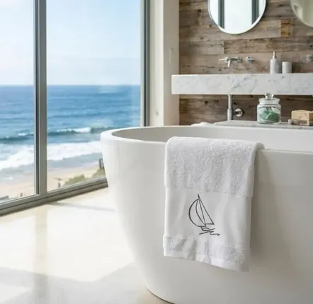 Autres linges de bain - Linge de bain bord de mer motif voilier - VAGABONDE INTERNATIONAL