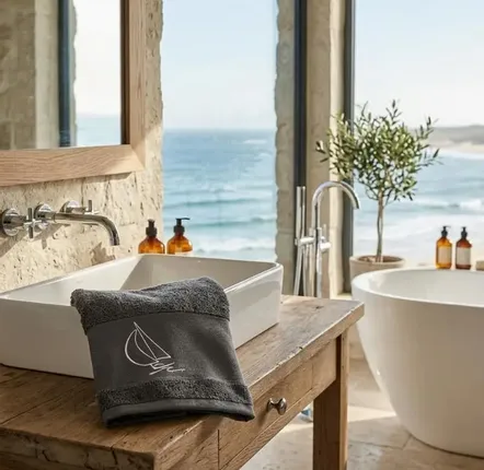 Autres linges de bain - Linge de bain bord de mer motif voilier - VAGABONDE INTERNATIONAL