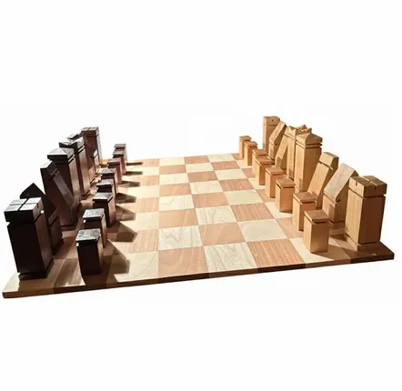 Pièces uniques - Jeu d'échecs grand format en bois d'acajou et orme - LES ATELIERS VAU FONTAINE