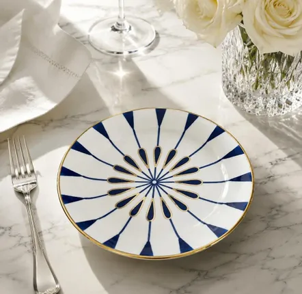 Assiettes de réception - Assiette à dessert en céramique peinte à la main – Or 24K - DASTHAA