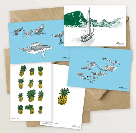 Carterie - 5 cartes postales pour explorer Moorea - TABLE À CARTES