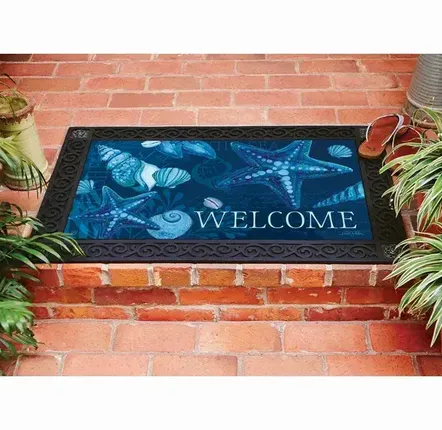 Decorative objects - blue seashells doormat. - KARENA INTERNATIONAL