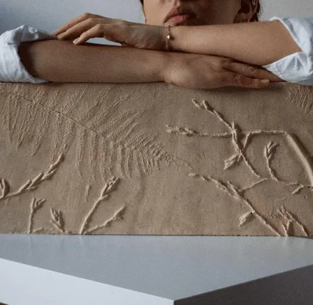 Decorative wall frescoes - Footprints, Pteridium aquilinum and Carpinus betulus - ATELIER MATHILDE FAUCARD