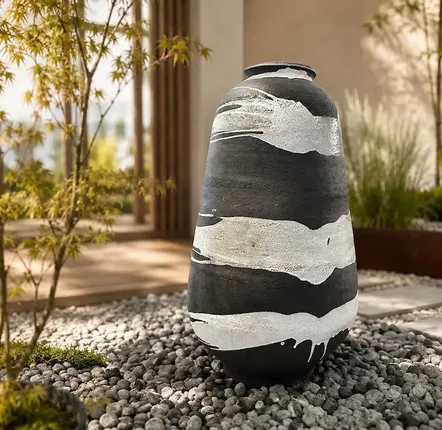 Pots de fleurs - Vase monumental décor graphique – OLIVIO II - CERAMIC FACTORY
