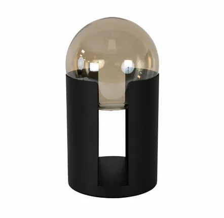 Table lamps - Smoked amber glass and black steel table lamp - ANGEL CERDÁ