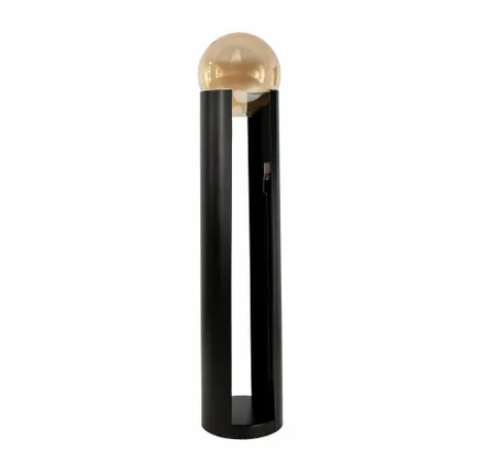 Floor lamps - Smoked amber glass and black steel floor lamp - ANGEL CERDÁ