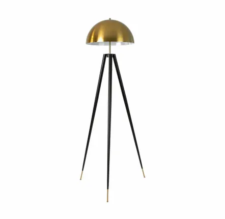 Floor lamps - Polished gold steel and black steel floor lamp - ANGEL CERDÁ