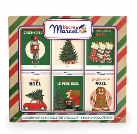 Chocolate - Case for 6 mini tablets Christmas | Sacré Marcel - MAXIM'S DE PARIS / SACRE MARCEL