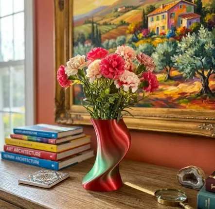 Office design and planning - Vase "BAILE", Green/Red - AUURA