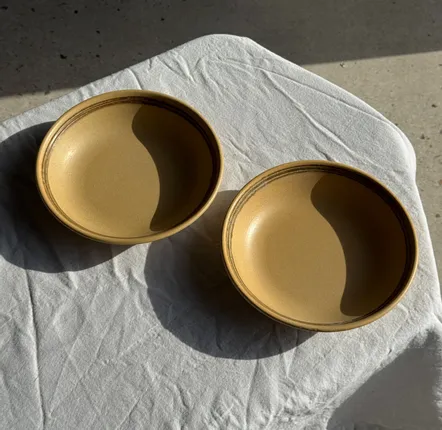 Everyday plates - Set of 2 soup plates in stoneware with brown and brown border D21.5 - OFFICE OBJETS