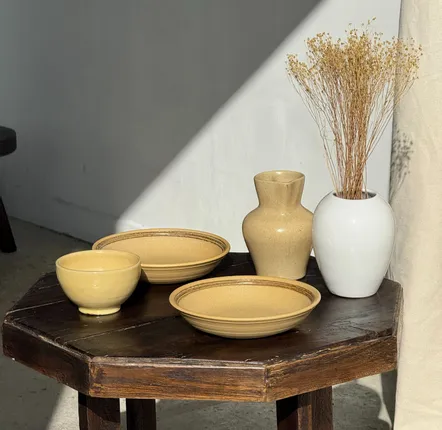 Everyday plates - Set of 2 soup plates in stoneware with brown and brown border D21.5 - OFFICE OBJETS