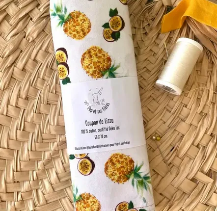 Fabrics - Cotton fabric coupon Oeko Tex - L' Ananas et Le Fruit de La Passion - POP ET SES FRÈRES