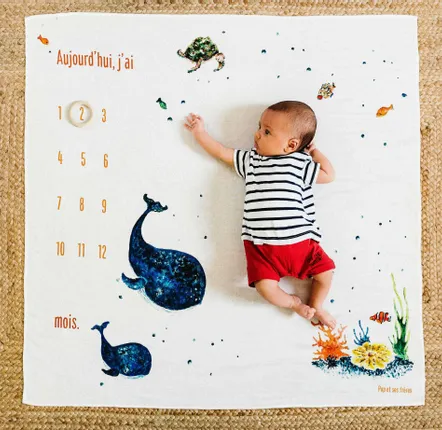 Accessoires enfants - Carré Photo Les Baleines - POP ET SES FRÈRES