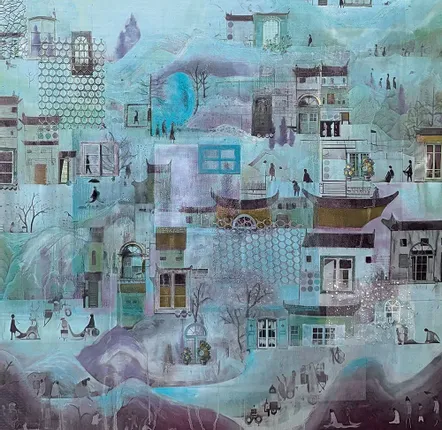 Unique pieces - The City Wall Art | 100x100 cm - ELCIELA
