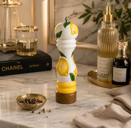 Flatware - Hand-Painted Wooden Pepper Mill – Lemon Collection - DASTHAA