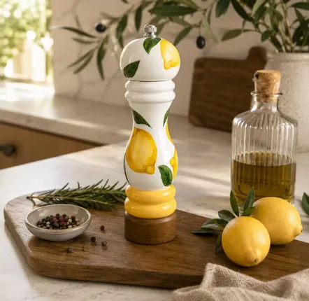 Flatware - Hand-Painted Wooden Pepper Mill – Lemon Collection - DASTHAA