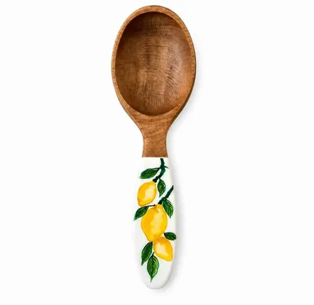 Cutlery set - Hand-Painted Walnut Serving Spoon – Lemon Collection - DASTHAA