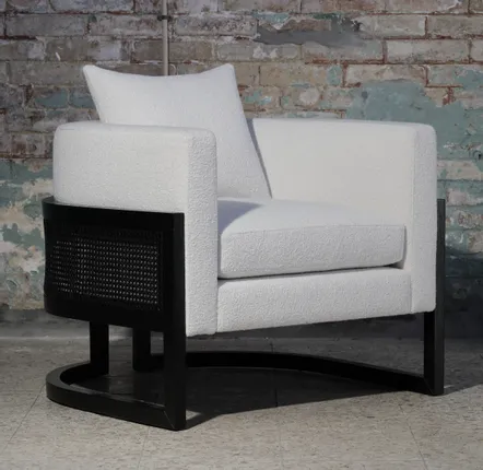 Fauteuils pour collectivités - Fauteuil Salon JULIUS assise tissu, Structure Cannage noir, Chêne noir - DUISTT