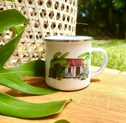 Mugs - Enamel cup - Case Créole Toit Rouge - POP ET SES FRÈRES