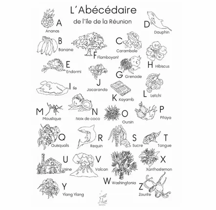 Children's decorative items - Poster alphabet - Plastifiée À Colorier - POP ET SES FRÈRES