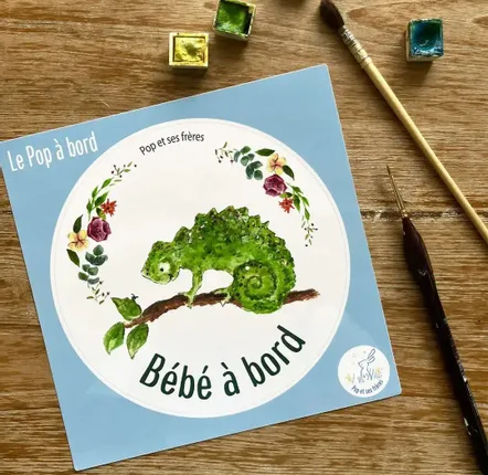 Children's decorative items - Baby on board sticker - L'Endormi et les Fleurs Français - POP ET SES FRÈRES