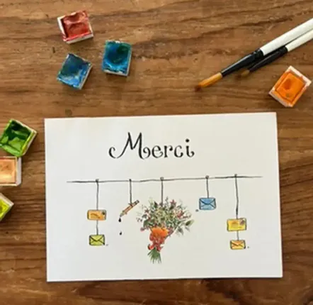 Carterie - Carte Postale Merci Avec Un Bouquet - POP ET SES FRÈRES