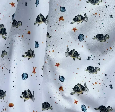 Fabrics - Cotton fabric Oeko Tex - Les Tortues et les Coquillages - POP ET SES FRÈRES
