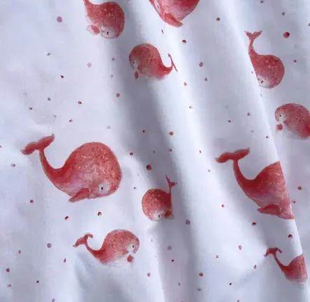 Fabrics - Cotton fabric Oeko Tex - Les Baleines Roses - POP ET SES FRÈRES