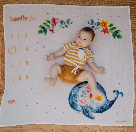 Accessoires enfants - Carré Photo - La Baleine et les Fleurs - POP ET SES FRÈRES