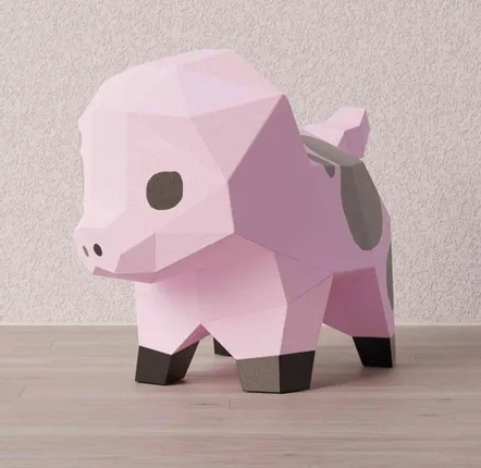 Objets déco enfant - Kits DIY Papercraft 3D - Mini Cochon en papier - MOKI MOKI