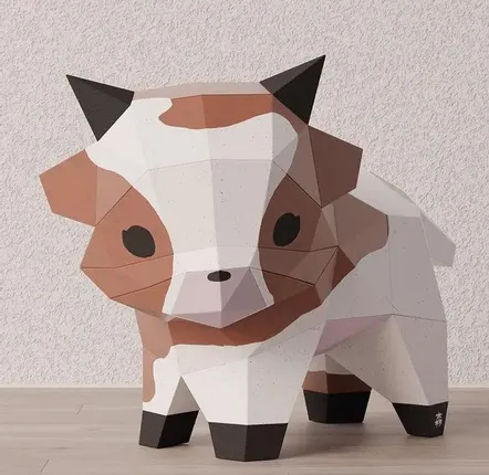Children's decorative items - Papercraft 3D DIY Kits - Mini Paper Cow - MOKI MOKI