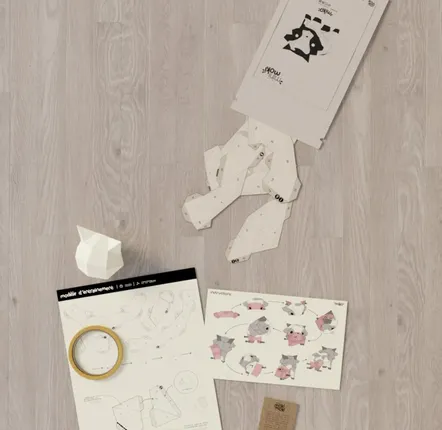 Children's decorative items - Papercraft 3D DIY Kits - Mini Paper Cow - MOKI MOKI