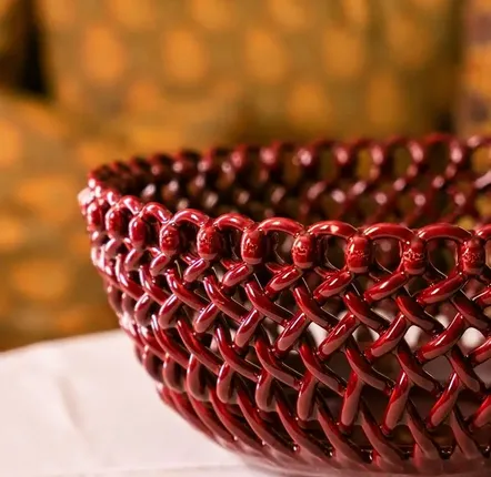 Ceramic - Rosae giant woven basket without stand - MAISON PICHON
