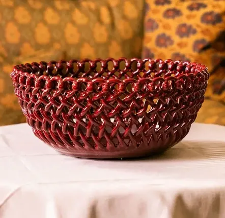 Ceramic - Rosae giant woven basket without stand - MAISON PICHON