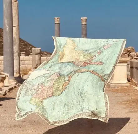 Nappes - Nappes et serviettes de table en lin, carte du monde nautique 1914 - SUMMERILL AND BISHOP