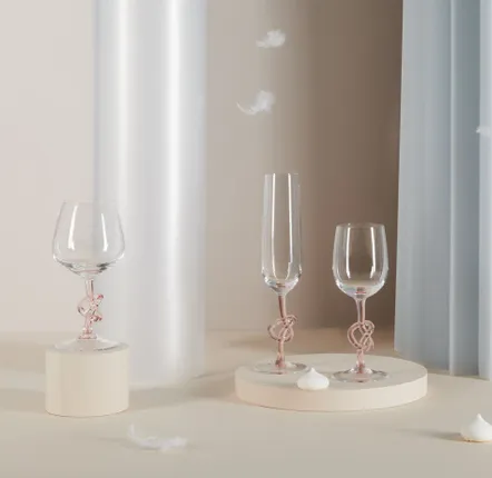 Stemware - Red wine glass from the Wine Tie collection, rosaline - HARRACHOV GLASSWORKS
