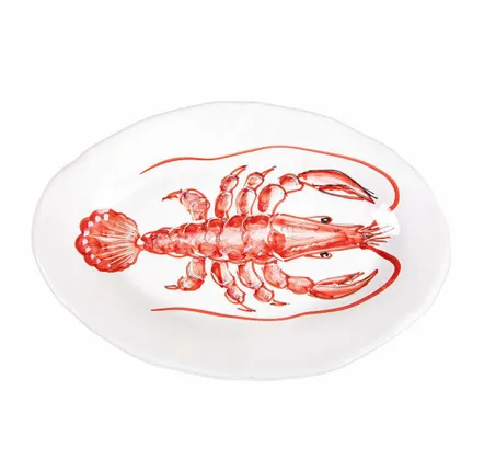 Fragrance for women & men - RED LOBSTER OVAL SERVING PLATE - 32cm - CASA AMALFI