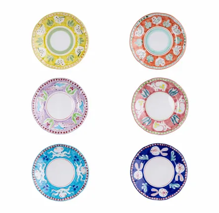 Fragrance for women & men - ANIMALETTI SMALL SIDE OR CAKE PLATES - SET OF 6 x 20cm - CASA AMALFI