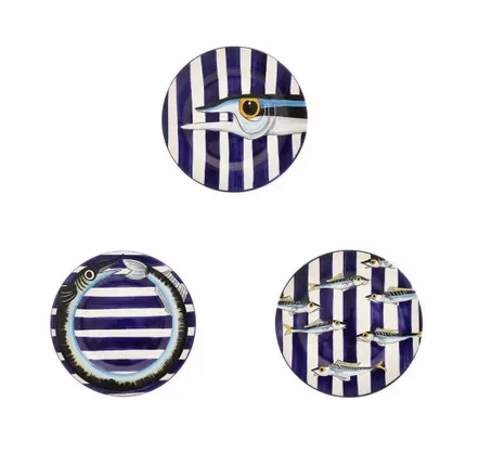 Fragrance for women & men - HAND PAINTED FISH DINNER PLATES - Set of 3 - CASA AMALFI
